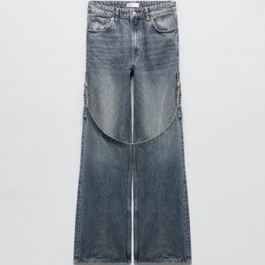 Zara TRF WIDE LEG BUCKLE JEANS